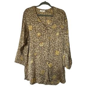 Vintage 90s Victoria’s Secret Gold Label Silk Animal Print Pajama Top M/L